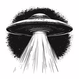 an alien ship with a beam flying in it