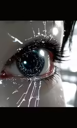 someones eye is seen through some clear glass