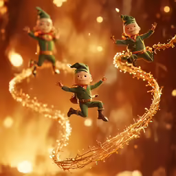 some little people are flying around on some lights
