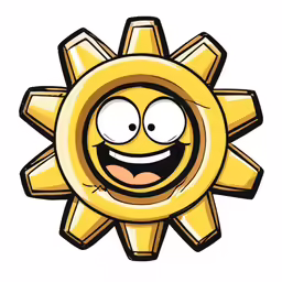 the yellow sun face with two eyes