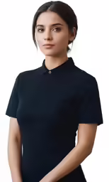 a woman wearing a black shirt and a green blouse