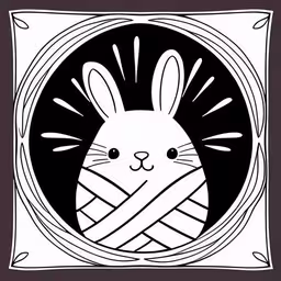 a black and white rabbit with braids around his ears