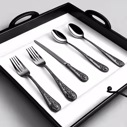 a set of silver forks, spoons and knives
