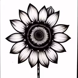 a black and white drawing of a large flower
