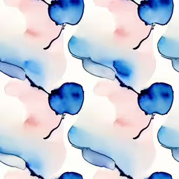 an abstract painting of two umbrellas against a white backdrop