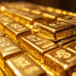 there are many different gold bars that have been stacked together