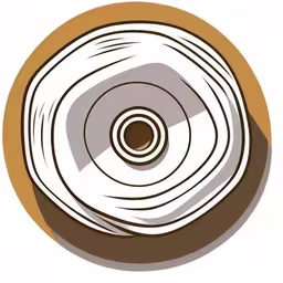 an image of white round object on a table,a picture of white paper that has a black eye in it,a white object that appears to be turned on,a white paper is floating down on the ground,an abstract circular drawing with lines and circles