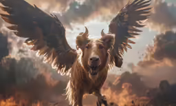 a dog with a bird like design on its back