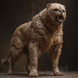 a wet dog with an aggressive look on his face