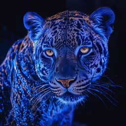 this is an image of a blue and black leopard