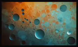 a watercolor painting with many bubbles in the middle