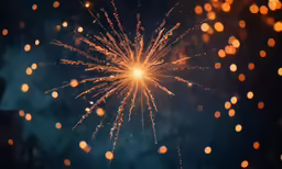 a small firework bursting with a blurry background