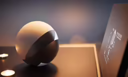 a light that is shining next to a ball