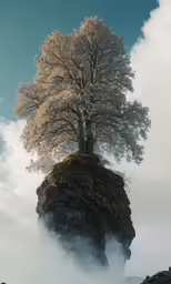 an artistic photograph of a lone tree on a rocky cliff