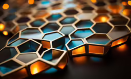 a close - up view of an illuminated hexagonal table