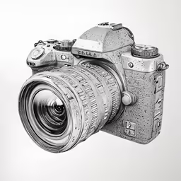 an old camera drawing with white background