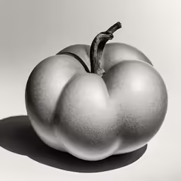 a black and white image of a large apple