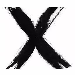 the letter x painted in black on a white background