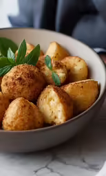 a close up of a bowl of food on a table