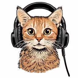 the headphone has a picture of an orange cat
