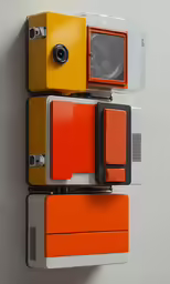four different color televisions mounted to a wall