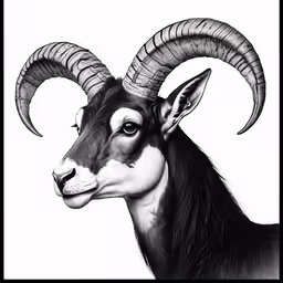 an animal with a long horn and large horns