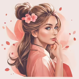 a woman with long hair and a flower in her hair