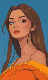 the digital artist created an illustration of a woman with long brown hair