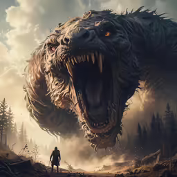 a giant dragon head is on top of the image