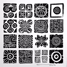 a white wall covered in lots of black and white artwork,an abstract piece with black and white art