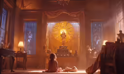 a small child sitting in front of a window
