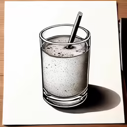a drawing of a drink on a white paper