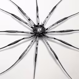 an artistic sculpture consisting of metal spikes and black wires