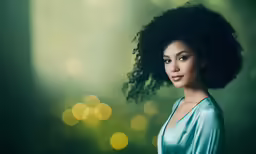 a woman with an afro style haircut