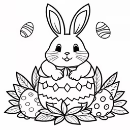 an easter bunny sitting in the grass with eggs