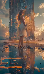 woman in white dress standing on the edge of an airport