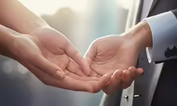two people are holding hands together as they show off their wedding rings