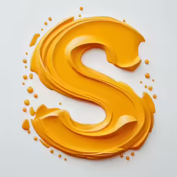 a letter s made out of plastic on top of white paper