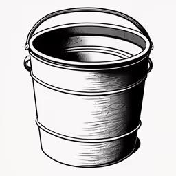 a black and white photo of a bucket