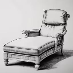 a drawing of a chair with a pillow on it