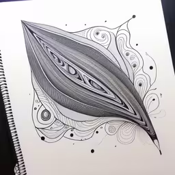 an abstract drawing of a leaf and the words, leaves
