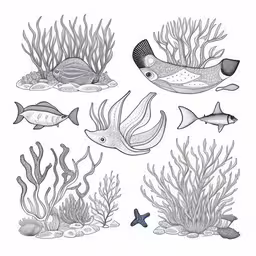 some different sea creatures in the water