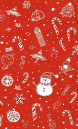 a christmas wrapping with a red background and white graphics