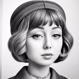 a woman wearing a hat with long bangs