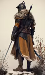 a full length, realistic rendering of a man dressed as a knight