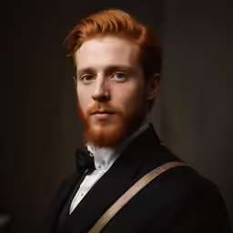 a young man with red hair and a beard