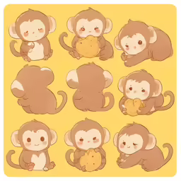 some monkey stickers sitting next to each other