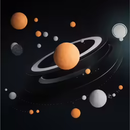 planets flying around in the night sky