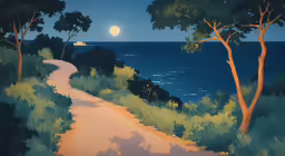 the path that goes to the ocean is painted in pastel