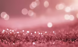 a pink field that has some lights on it